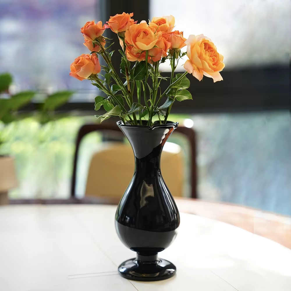 Vase en verre transparent coloré de style français pour arrangement floral hydroponique