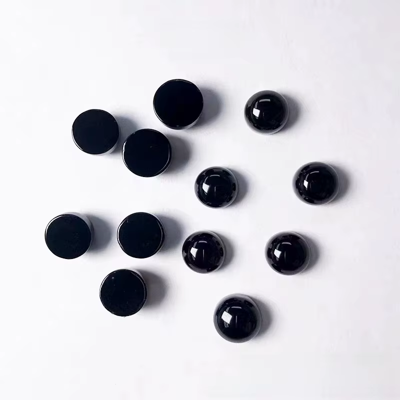 Anneau d'agate noire naturelle visage ovale en forme d'œuf fond plat surface unie style ancien épingle à cheveux bijoux