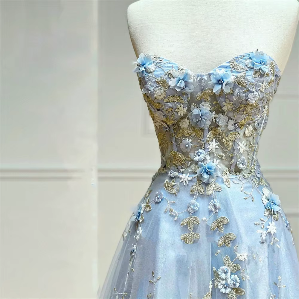 Robe de soirée de mariage A-ligne sans bretelles