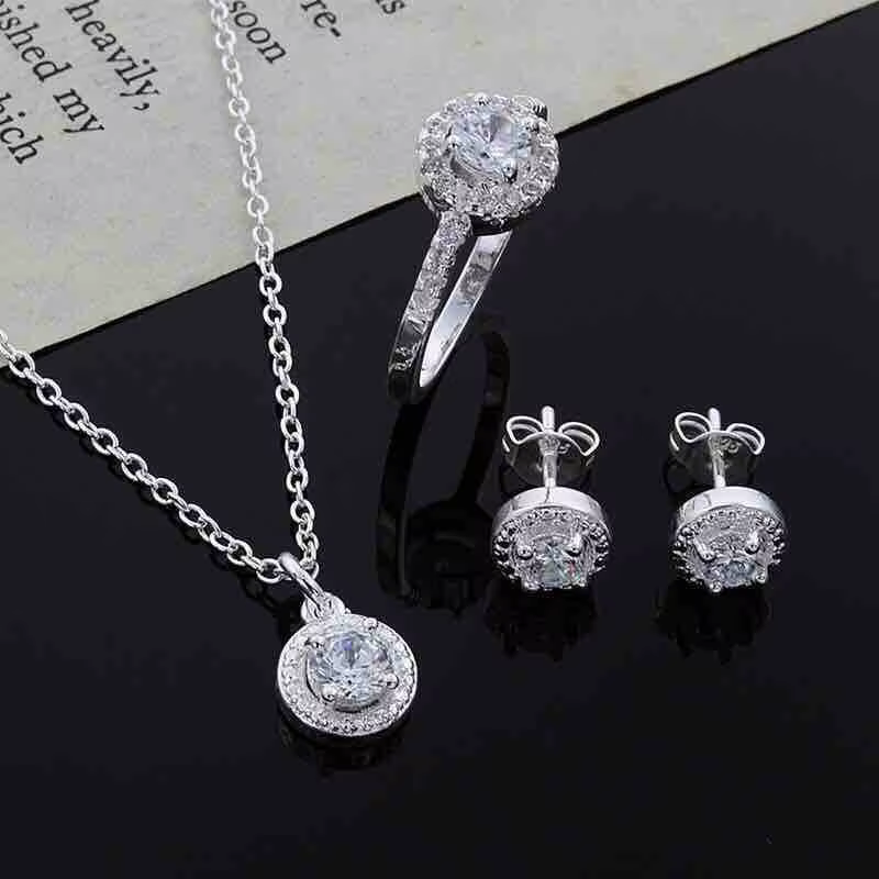 Ensemble de bijoux de mariage en argent Sterling 925