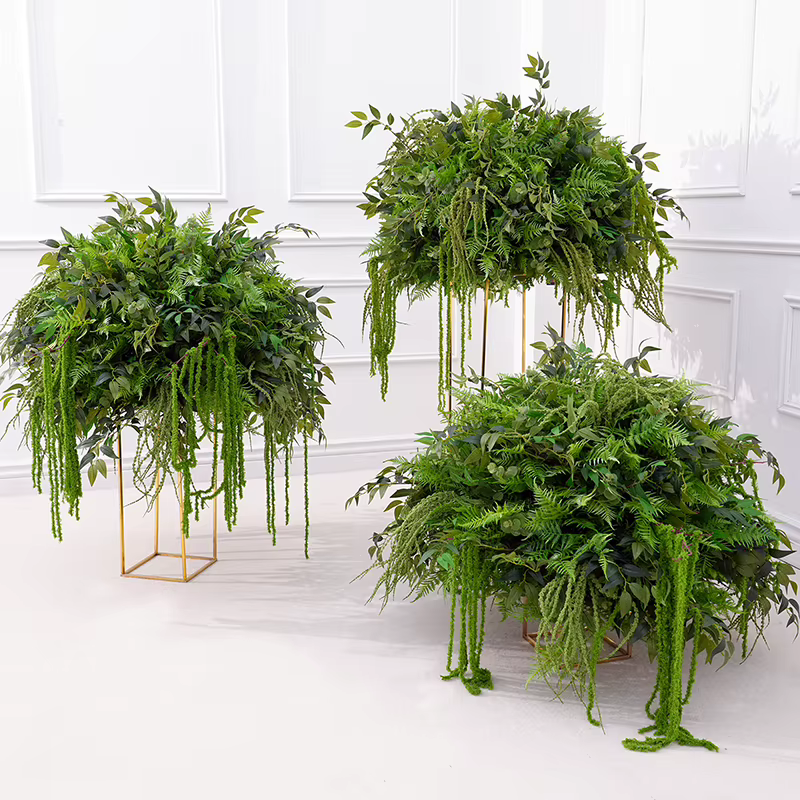 A8868 Mori verdure feuilles plantes suspendues vigne Table de mariage pièce maîtresse fleur boule décor Banquet Arrangement Floral événement accessoire