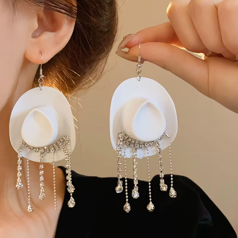 Boucles d'oreilles créatives en forme de chapeau de cowboy pour femmes