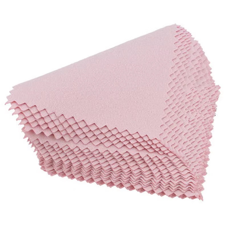 Lot de 50 chiffons de polissage roses 8x8cm pour bijoux