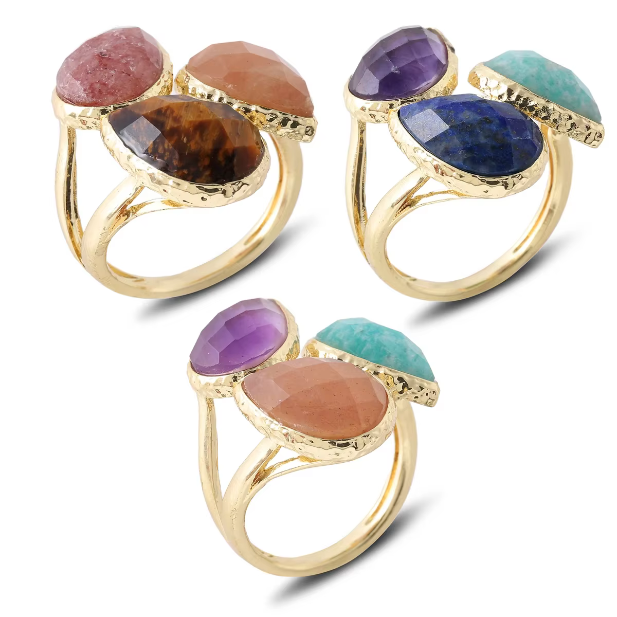 Bague en pierres précieuses naturelles pour femmes