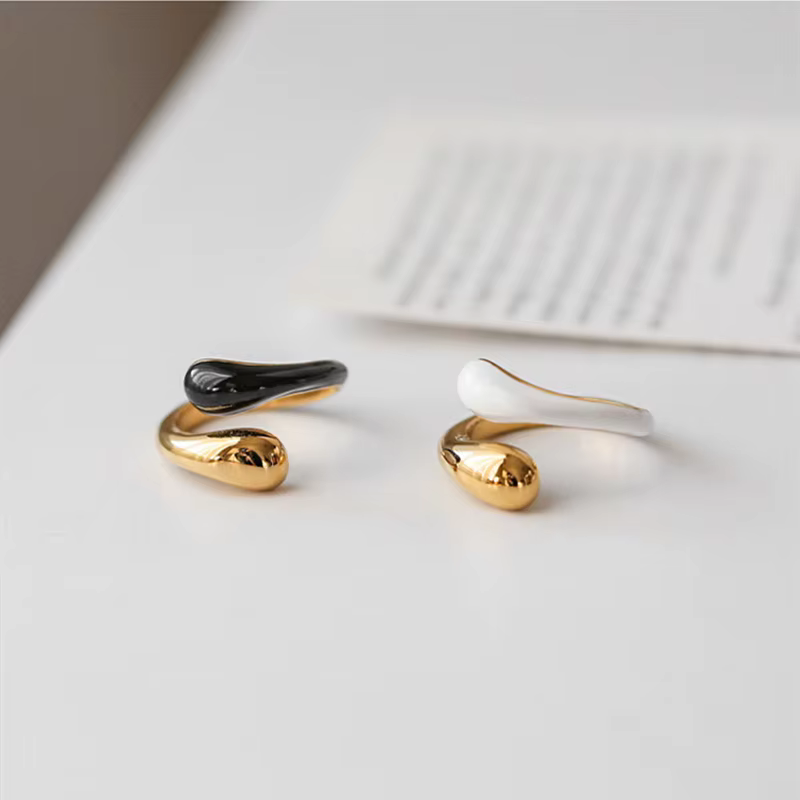 Bague ouverte en forme de goutte d'eau pour femme