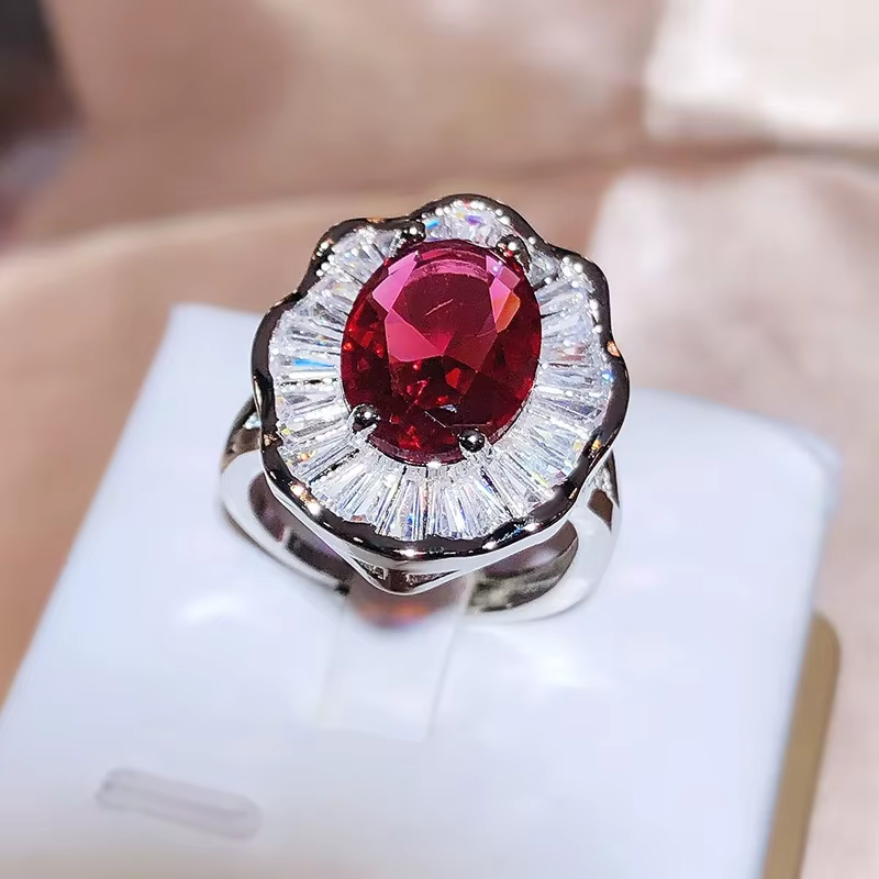 Bague en argent Sterling 2024 rubis pour femmes