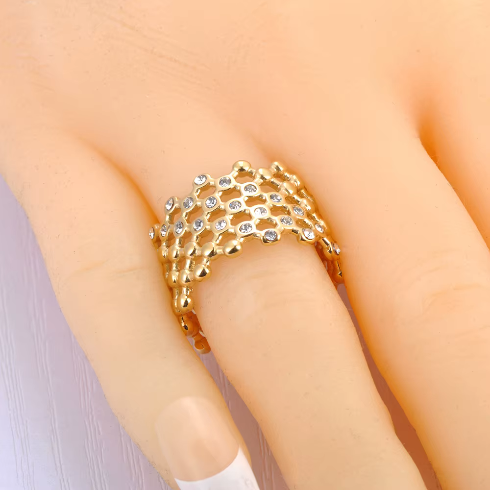 Lokaer cubique Zircon CZ pierre cristal large anneau bijoux femmes en acier inoxydable étanche 18K plaqué or bagues de déclaration R24002
