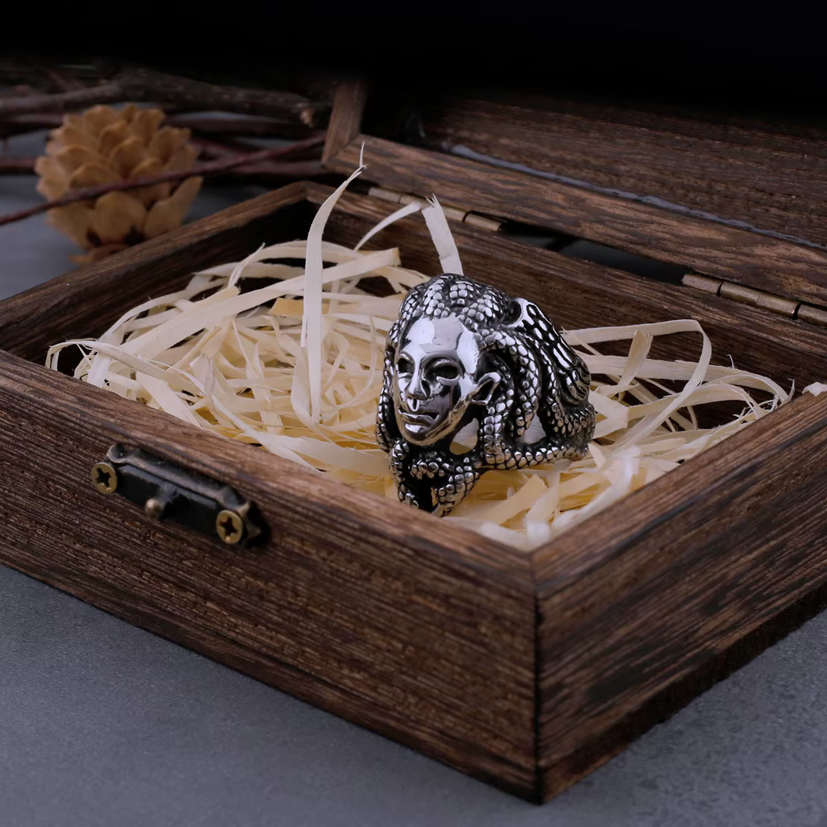 Bague Medusa de la mythologie grecque Vintage en acier inoxydable pour hommes et femmes