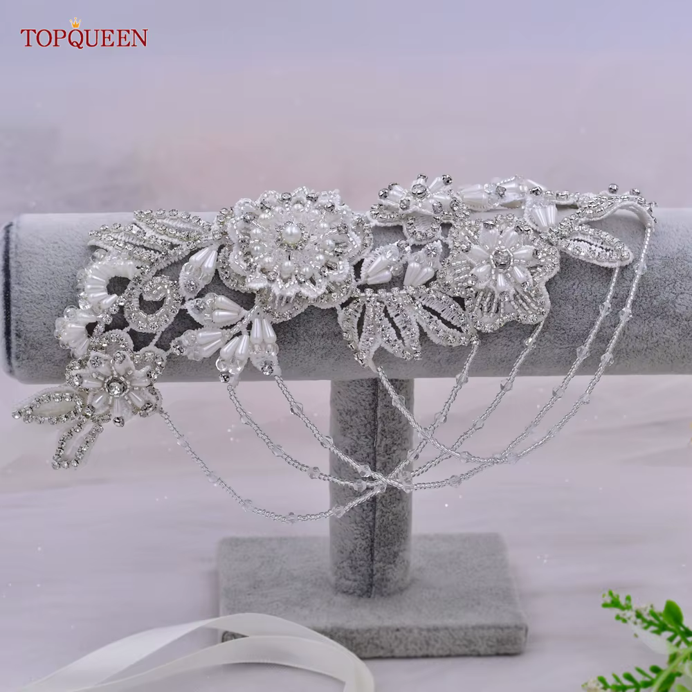 TOPQUEEN S80 argent épaulettes épaule bijoux décoratifs mode tempérament vêtements accessoires à la main perles strass