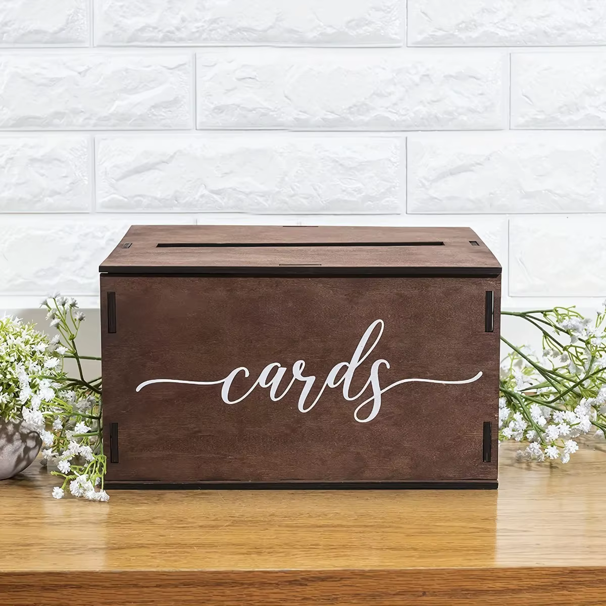 Boîte en bois vintage pour cartes de vœux