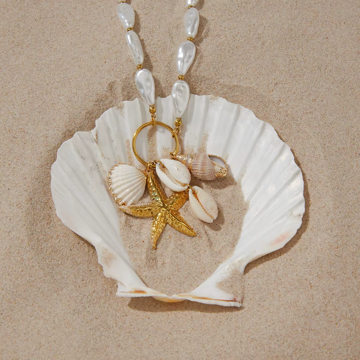 Nouveau Collier Pendentif Étoile de Mer Naturelle pour Femme