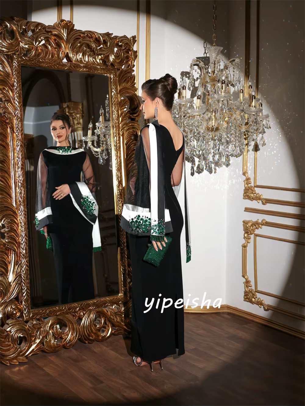 Robes de soirée personnalisées en jersey noir et blanc