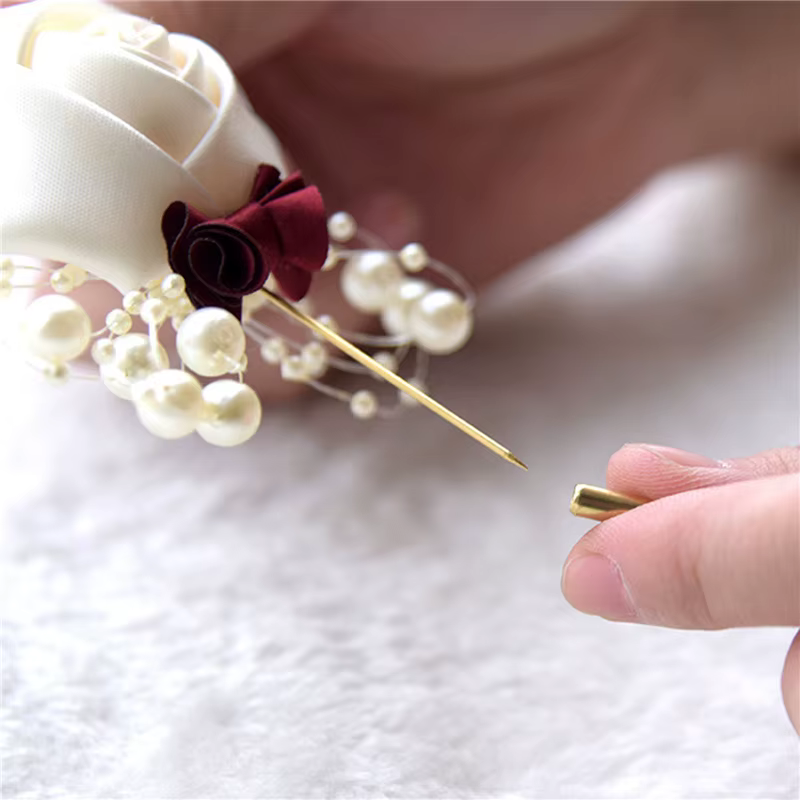 Cérémonie de mariage bal Corsage fleur Rose broche broches perle arc mariée marié fleurs boutonnière Satin ruban accessoires