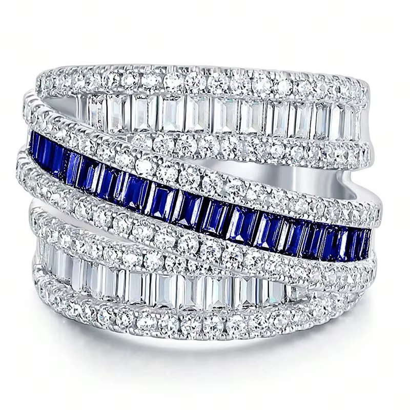 Bague en saphir et diamant précieux en or blanc pour femme
