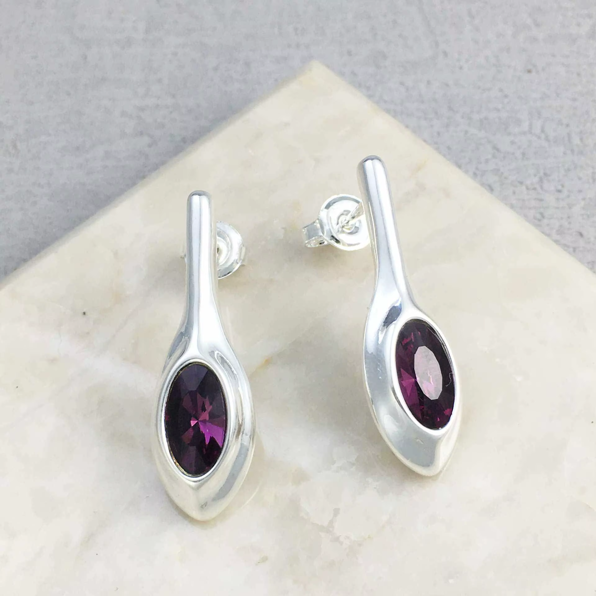 Boucles d'oreilles géométriques en cristal coloré or argent