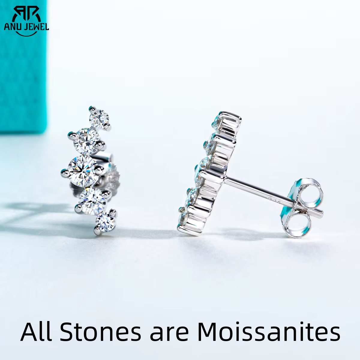 1.04cttw Moissanite boucles d'oreilles 925 en argent Sterling plaqué or laboratoire créé diamant sourire