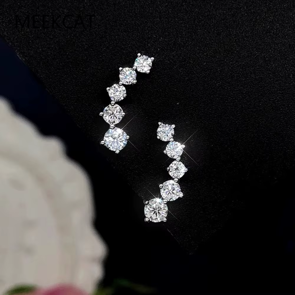 Boucles d'oreilles clous en moissanite couleur D véritable pour femme