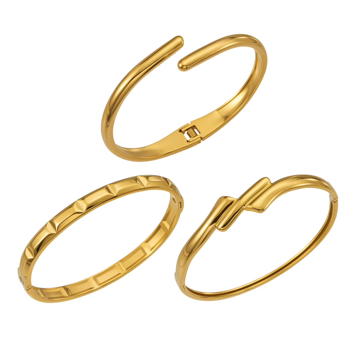 Bracelet en acier inoxydable 316L plaqué or 18 carats pour femmes