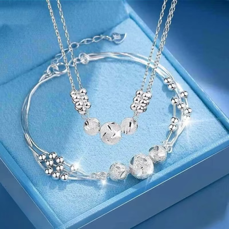 Ensemble de colliers et bracelets en argent Sterling 925 pour femmes