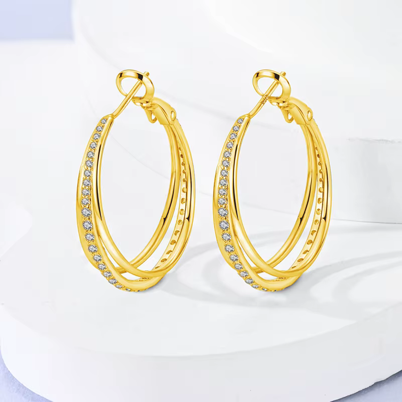 Offre spéciale couleur or argent 925 boucle d'oreille pour femme ronde soleil lune coeur cerceau