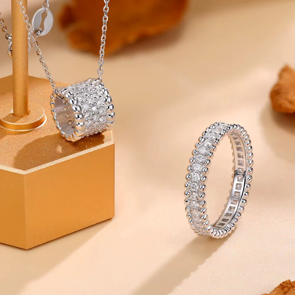 M-JAJA Réel Moissanite Collier pour Femme 925 Sterling Silver JOGemstone D document VVl's Lab Diamant Vintage Pendentif Bijoux