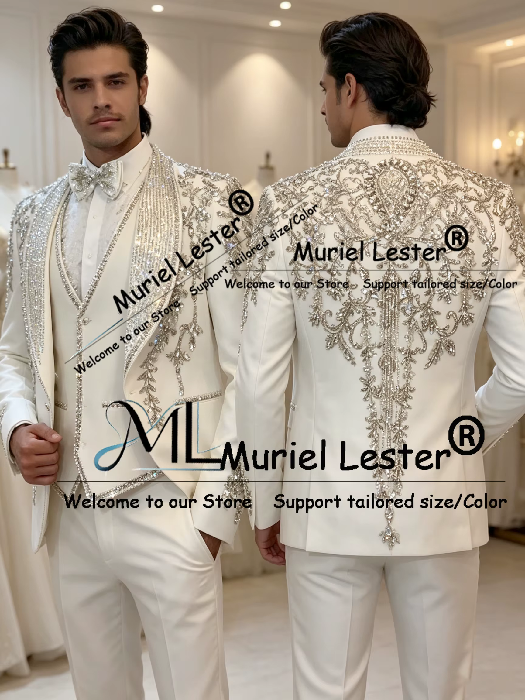 Costume de Mariage Exquis pour Homme – Blazer de Marié Scintillant à Paillettes et Revers Élégant – Tenue Formelle avec