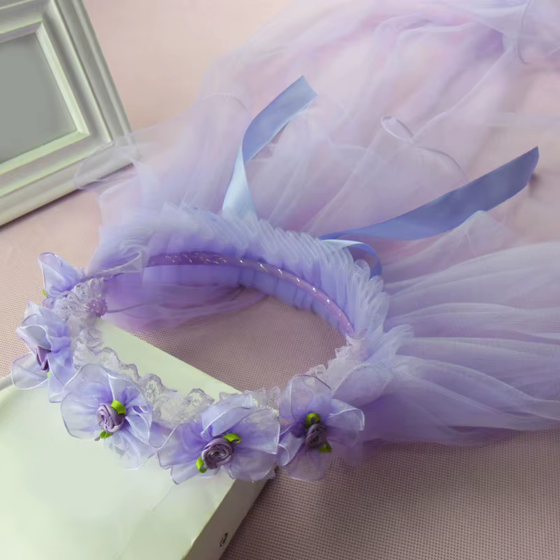 Couvre-chef en voile de fleurs pour filles