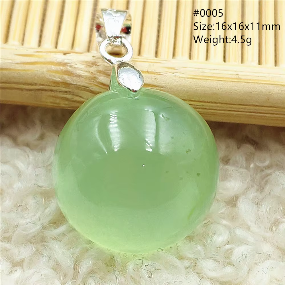 Collier pendentif goutte d'eau en cristal de préhnite vert naturel