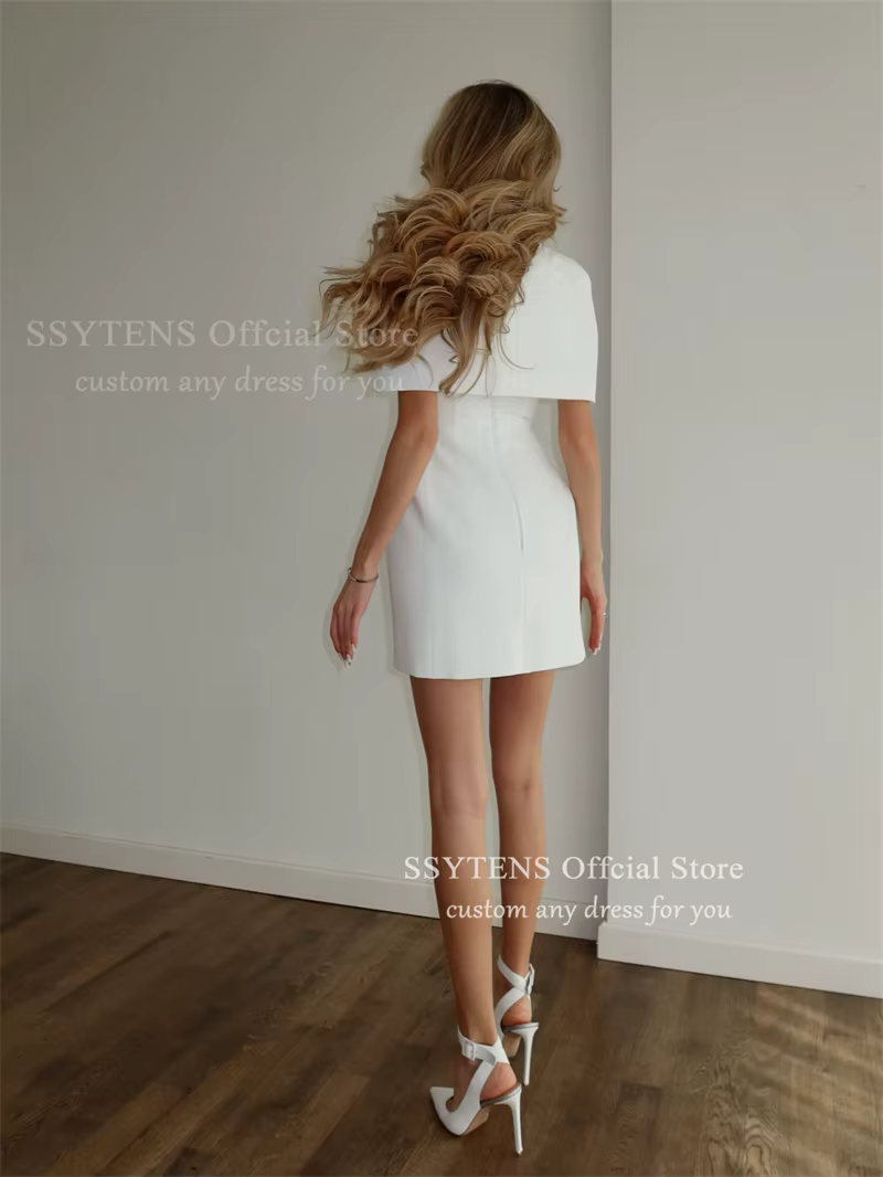 SSYTENS Robe Courte de Mariage Coupe A-Line Sans Manches