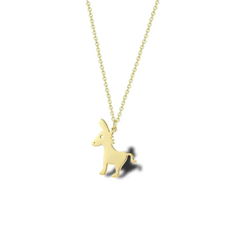 Collier Adorable en Acier Inoxydable avec Breloque Chameau de Dessin Animé
