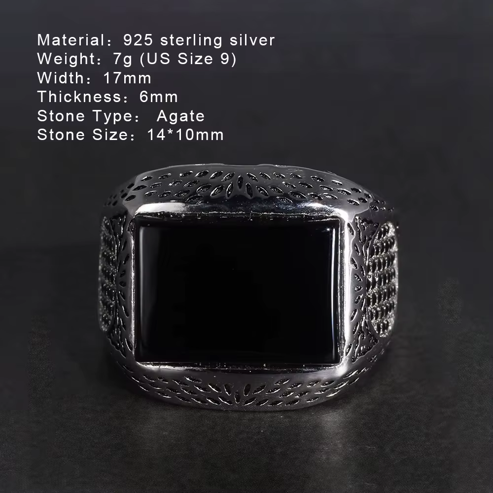 Bagues en argent Sterling 925 pur pour hommes