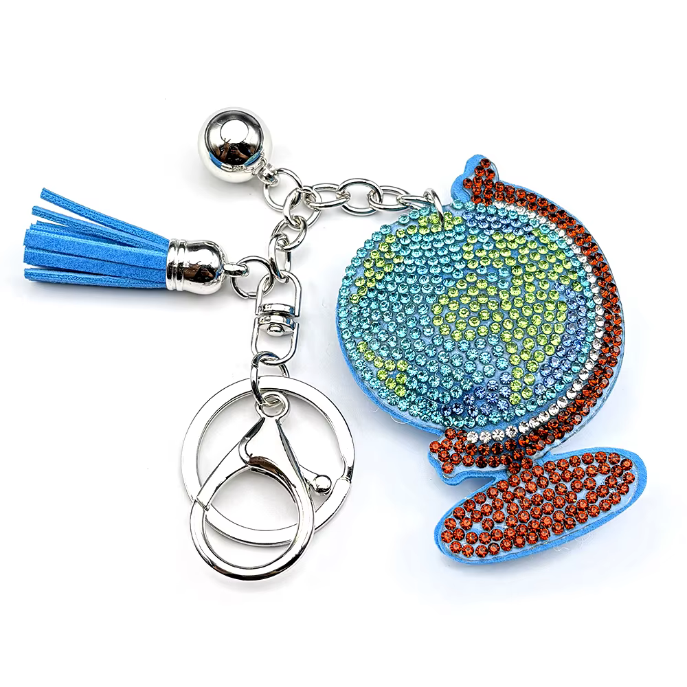 Porte-clés globe en strass dégradé pour les amateurs de voyage