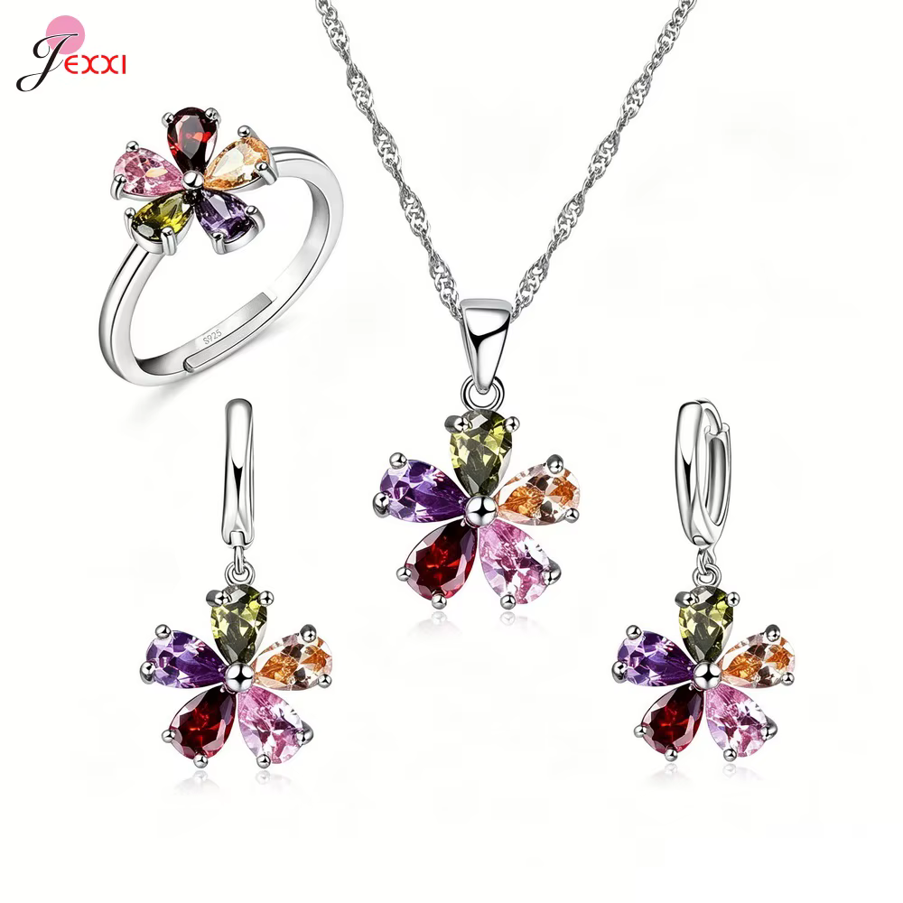Ensemble de bijoux en argent Sterling 925 véritable pour femmes