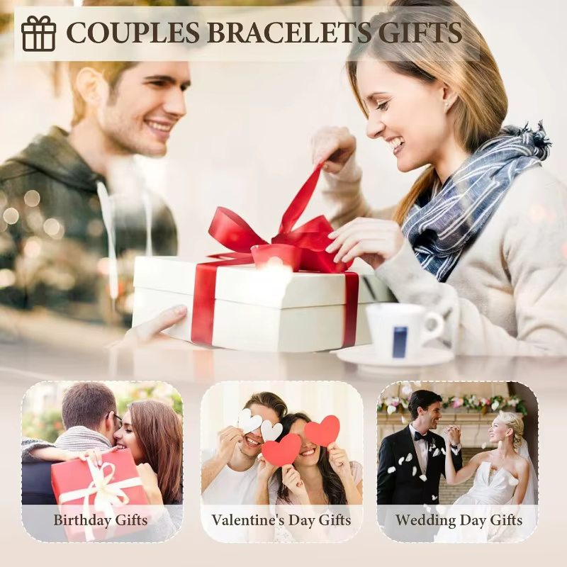 Bracelets assortis en acier inoxydable pour hommes et femmes