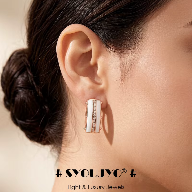 SYOUJYO – boucles d'oreilles pavées en Zircon naturel pour femmes