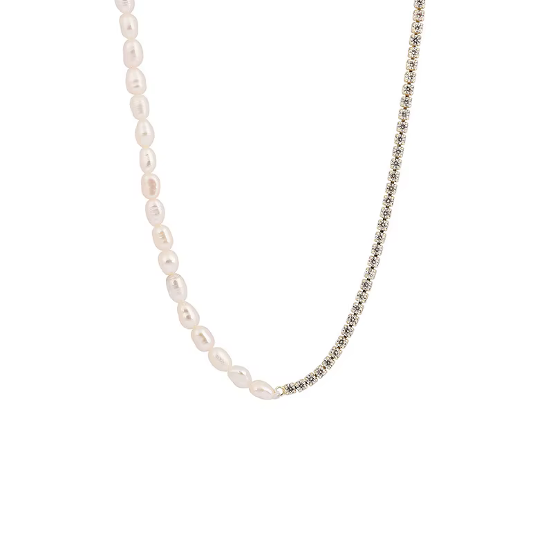 Meilleure vente 100% perle d'eau douce naturelle et étoile de cristal brillant 14K or rempli femme épissure collier bijoux pour femmes chaînes