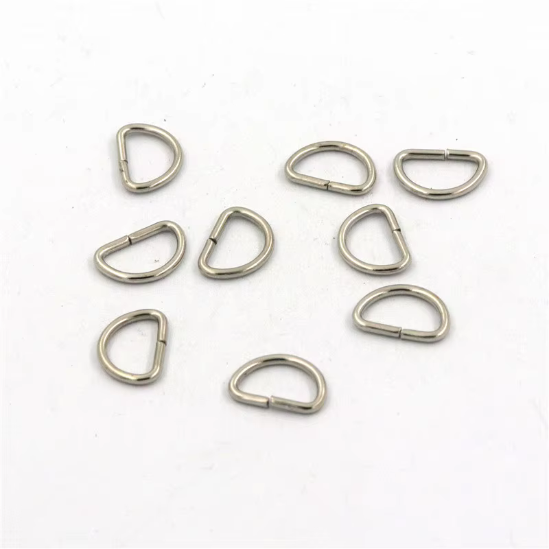 100 pièces rhodié largeur intérieure 11mm demi-rond en forme Non soudé D anneau anneaux de saut bricolage sac accessoires pour la fabrication de bijoux