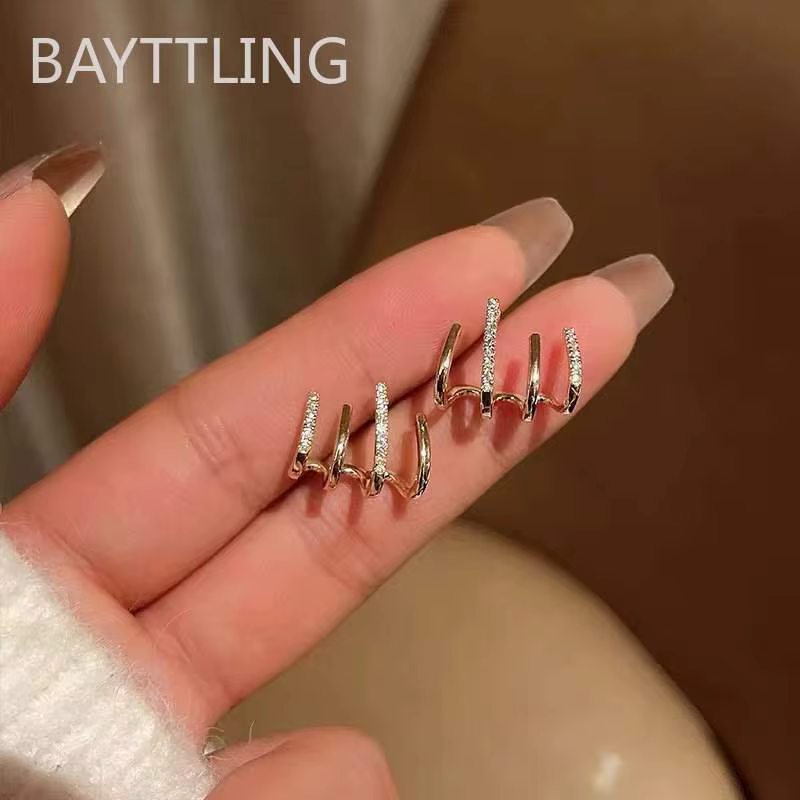 Boucles d'oreilles à crochet à griffes en argent 925 et or 18 carats pour femmes
