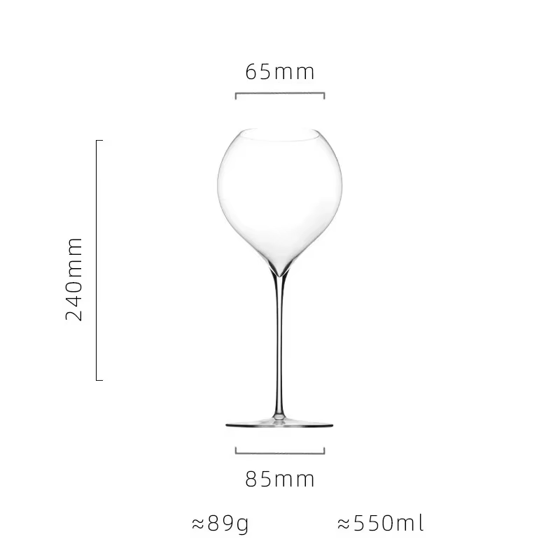 Verres à vin rouge transparents Ultra-fins de 550ml