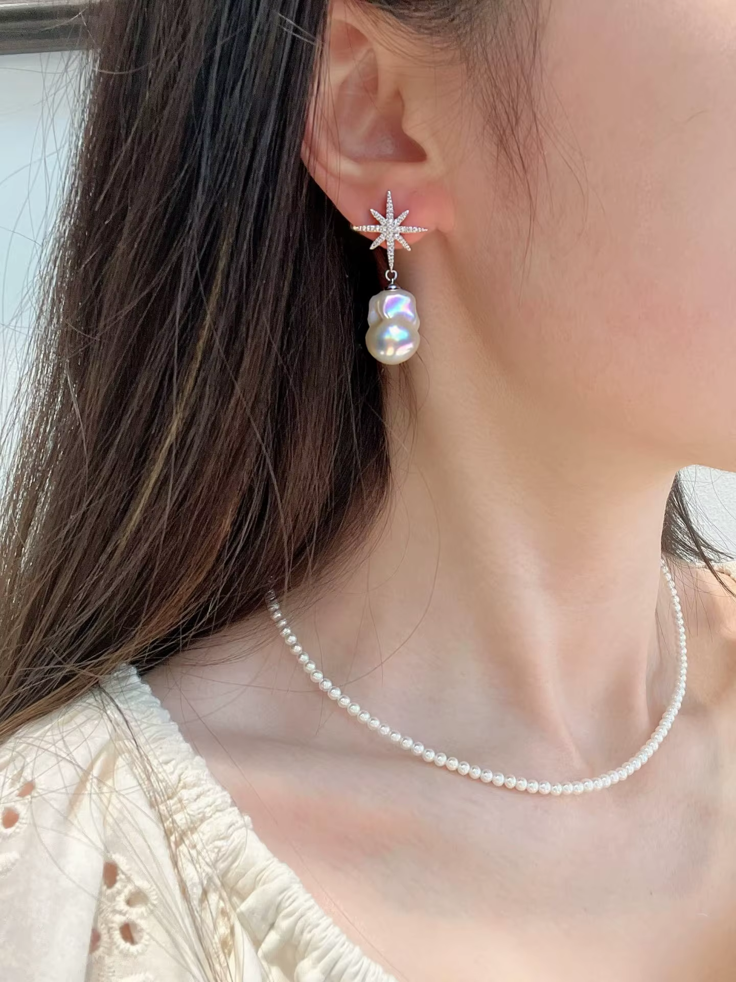ZHBORUINI – boucles d'oreilles baroques en perles d'eau douce