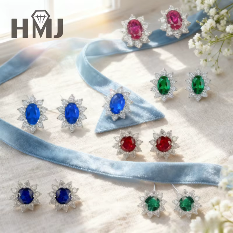 Boucles d'oreilles à tige en pierres précieuses à fleurs multicolores