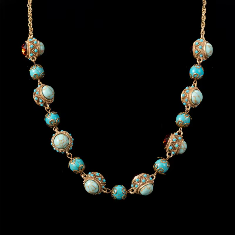 Collier en zirconium turquoise KEQIU