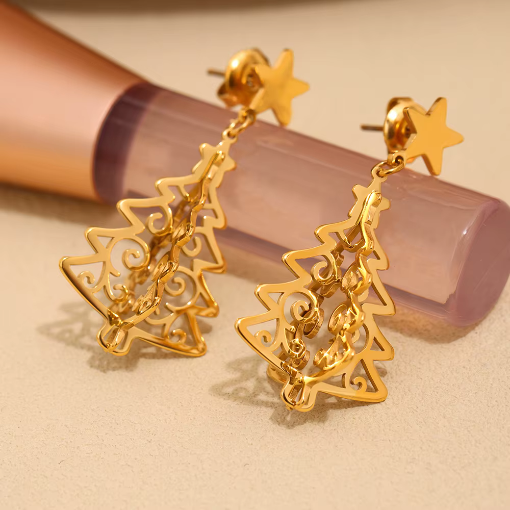 Boucles d'oreilles pendantes en forme d'arbre pour femmes
