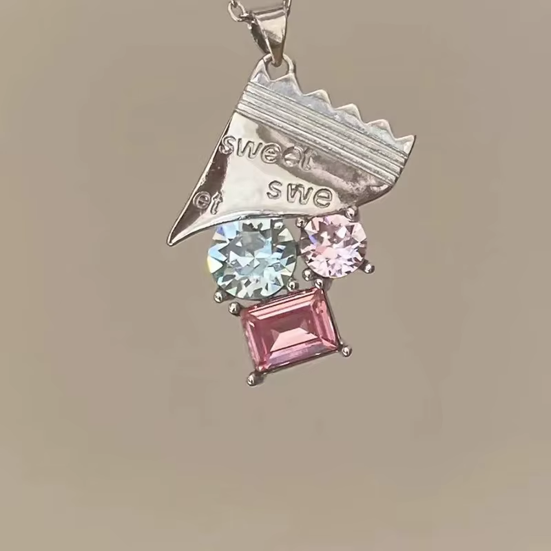 ANENJERY – collier avec pendentif en Zircon rose et bleu pour femmes