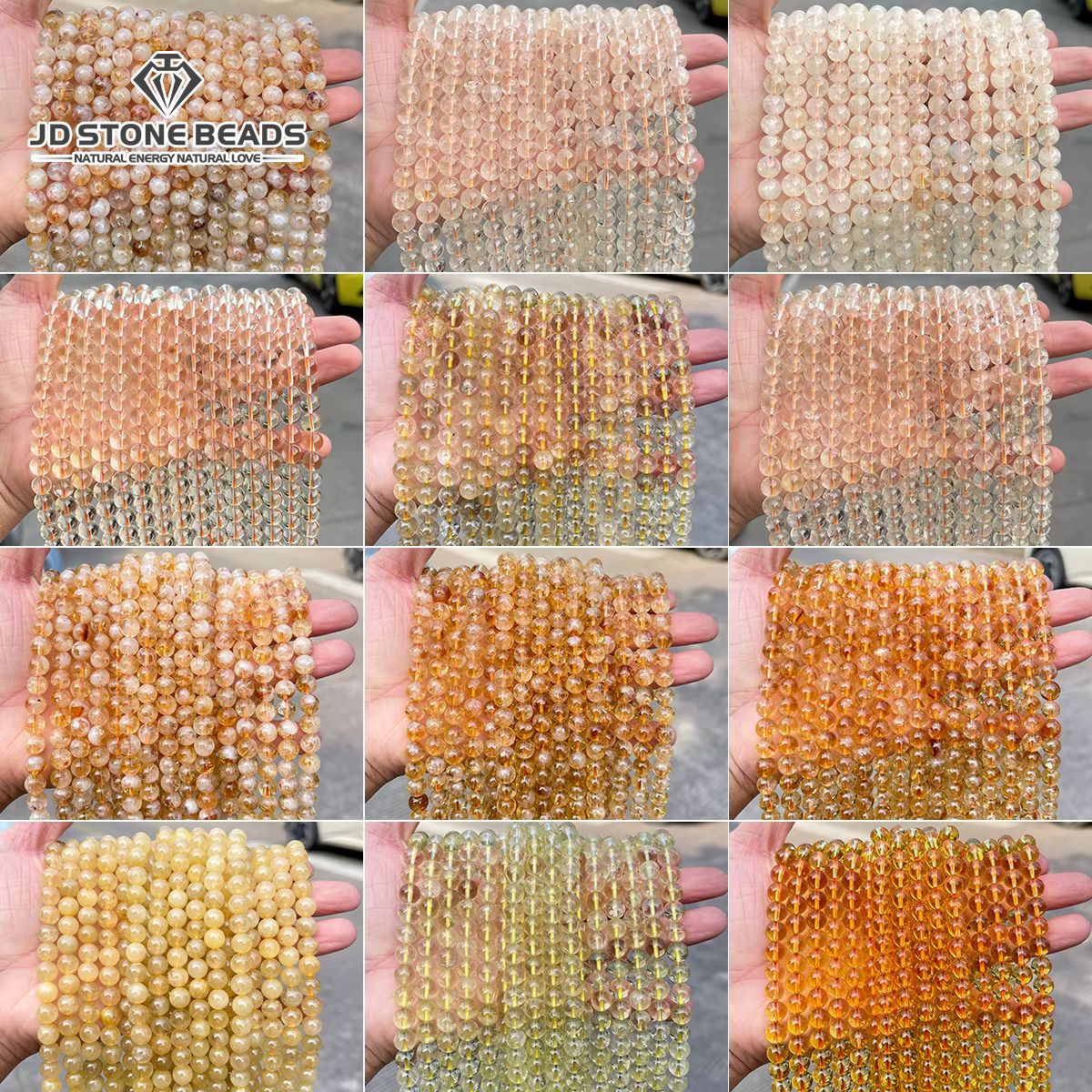 Perle de Citrine brésilienne en pierre naturelle