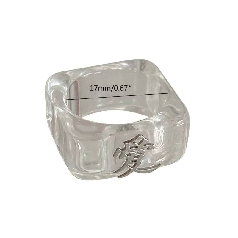 Bague transparente en résine d'amour coréen pour femme