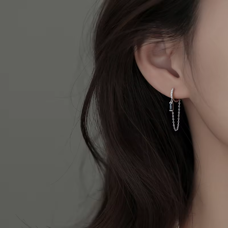 Boucles d'oreilles à pampilles en Zircon couleur argent pour femmes