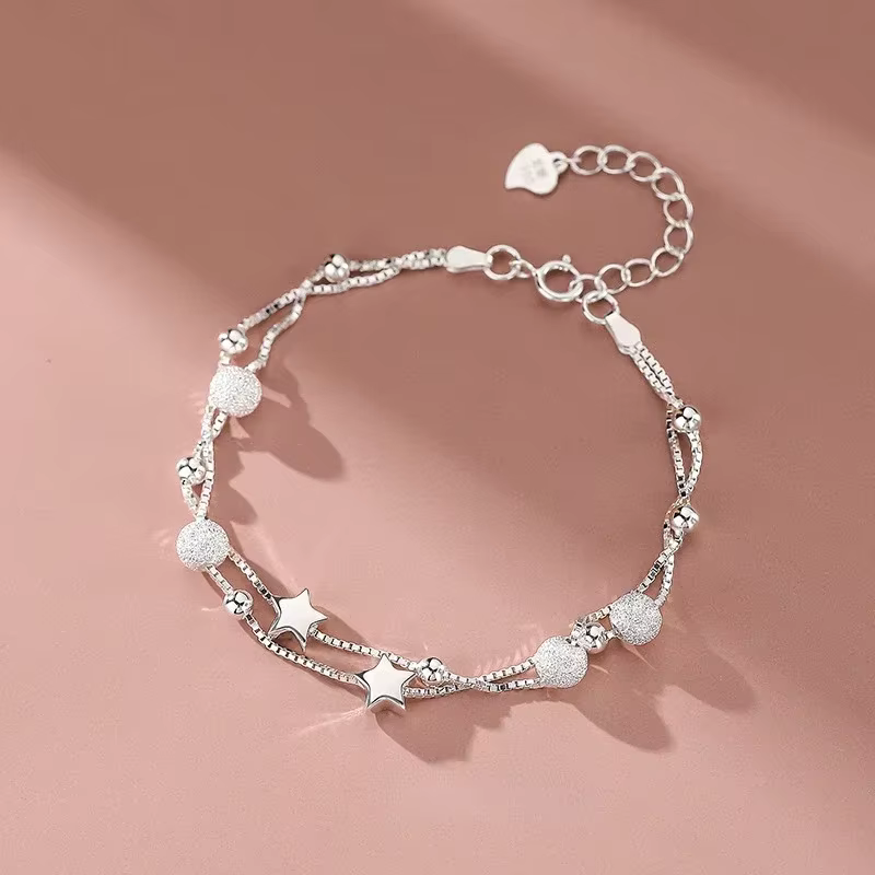 Bracelets en argent Sterling 925 avec belles étoiles pour femmes
