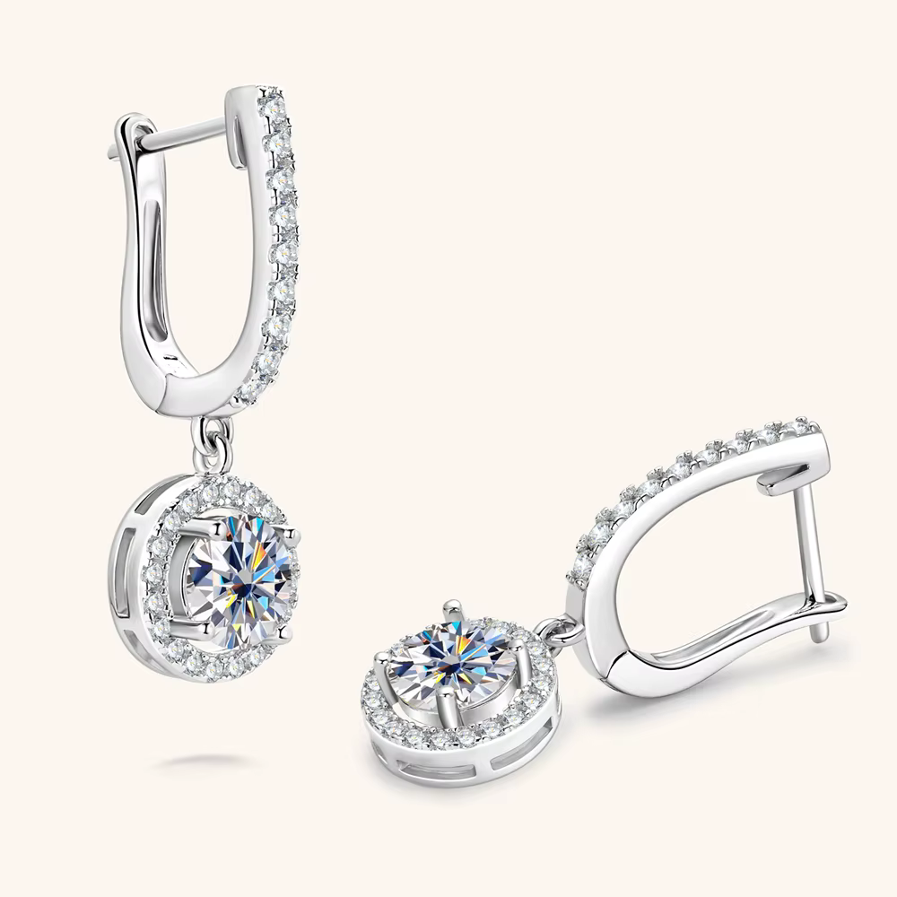 Vinregem GRA 3EX VVS1 D couleur coupe ronde 6.5MM vrais diamants Moissanite pierres précieuses boucles d'oreilles goutte solide 925 en argent Sterling bijoux fins