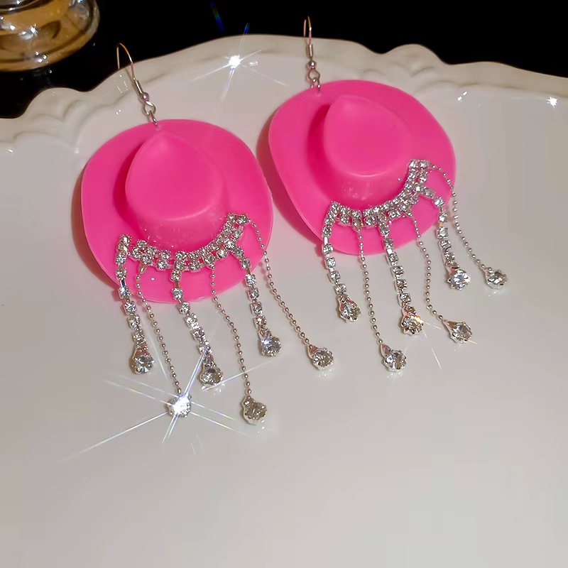 Boucles d'oreilles créatives en forme de chapeau de cowboy pour femmes